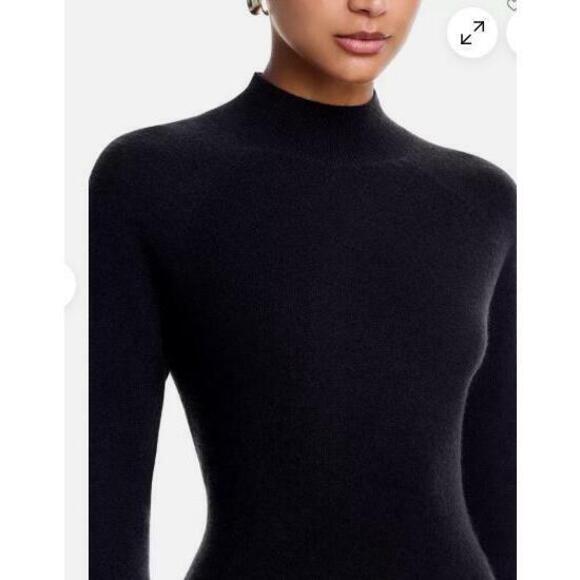 C 100% Cashmere Mock Neck Dress Small S Black New with Tags - Picture 4 of 5